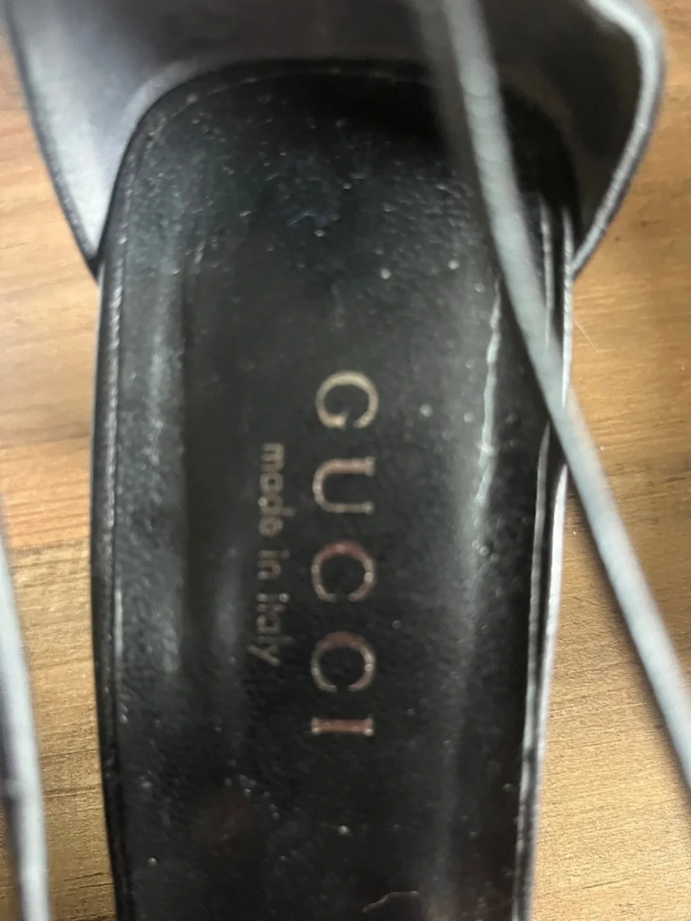 Gucci Black Leather Square-Toe Slingback Heels - Picture 2 of 4